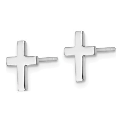 14K White Gold Latin Cross Stud Earrings – view 3