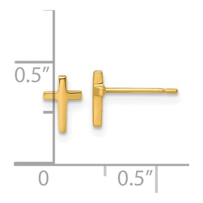 14K Yellow Gold Mini Latin Cross Stud Earrings – view 4