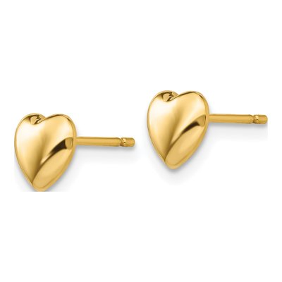 14K Yellow Gold Heart Stud Earrings – view 3