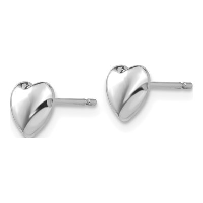 14K White Gold Heart Stud Earrings – view 2