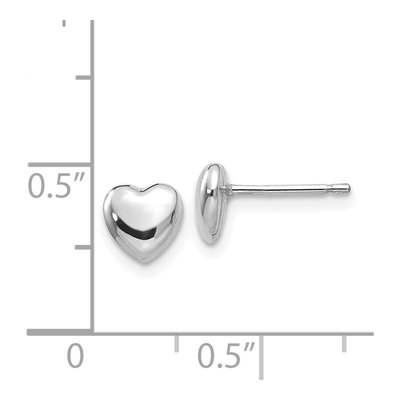 14K White Gold Heart Stud Earrings – view 4