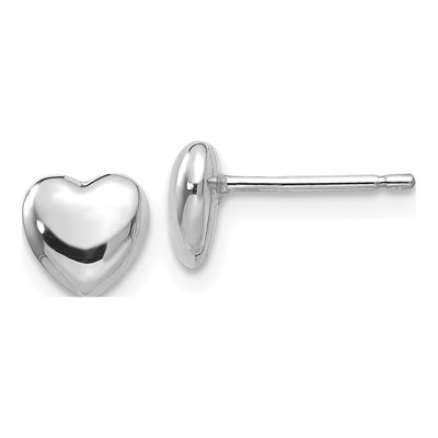 14K White Gold Heart Stud Earrings