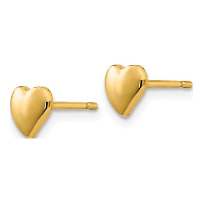 14K Yellow Gold Heart Stud Earrings – view 2