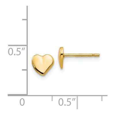 14K Yellow Gold Heart Stud Earrings – view 4