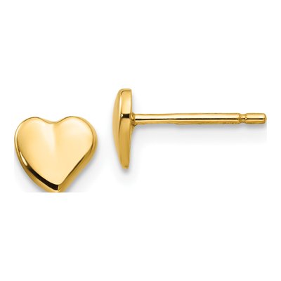 14K Yellow Gold Heart Stud Earrings