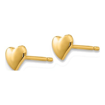 14K Yellow Gold Heart Stud Earrings – view 3