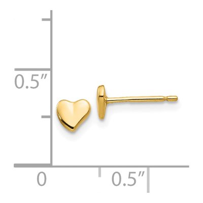 14K Yellow Gold Heart Stud Earrings – view 5