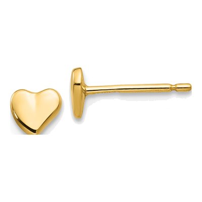 14K Yellow Gold Heart Stud Earrings