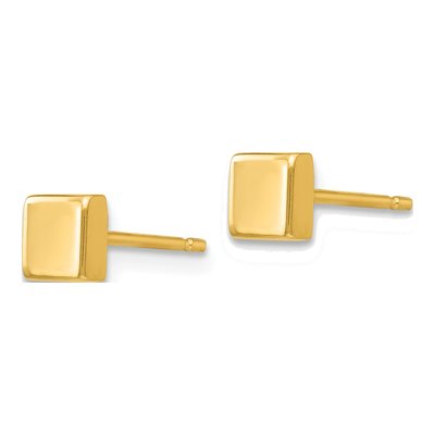 14K Yellow Gold Square Stud Earrings – view 3