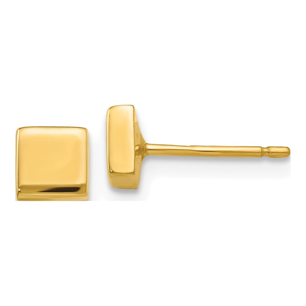 14K Yellow Gold Square Stud Earrings