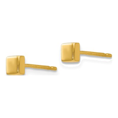 14K Yellow Gold Square Stud Earrings – view 3