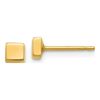 14K Yellow Gold Square Stud Earrings