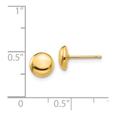 14K Yellow Gold Puffed Button Stud Earrings – view 5