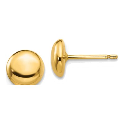 14K Yellow Gold Puffed Button Stud Earrings