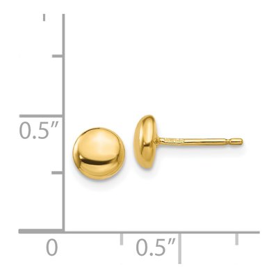 14K Yellow Gold Puffed Round Button Stud Earrings – view 4