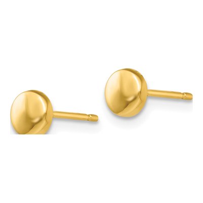 14K Yellow Gold Puffed Round Button Stud Earrings – view 3
