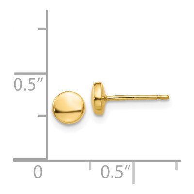 14K Yellow Gold Puffed Round Button Stud Earrings – view 5