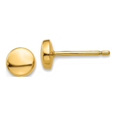 14K Yellow Gold Puffed Round Button Stud Earrings