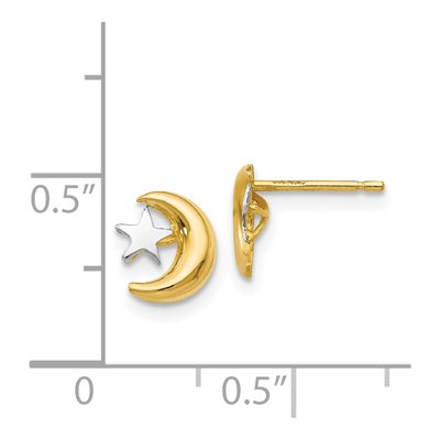 14K Yellow Gold Moon Star Stud Earrings – view 5