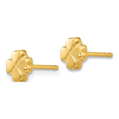 14K Yellow Gold Small 4-Leaf Clover Stud Earrings – view 3