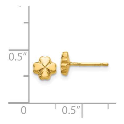 14K Yellow Gold Small 4-Leaf Clover Stud Earrings – view 5