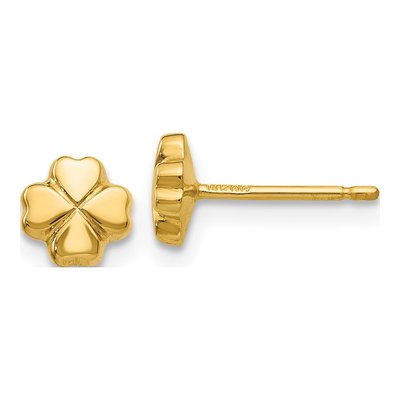 14K Yellow Gold Small 4-Leaf Clover Stud Earrings