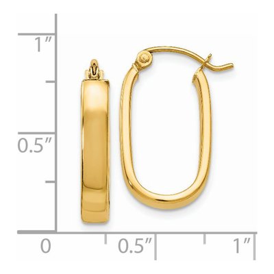 14K Yellow Gold Oval Tube Hoop Earrings – view 5