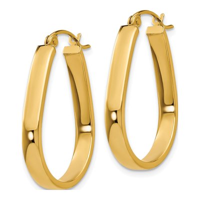 14K Yellow Gold Oval Tube Hoop Earrings – view 3