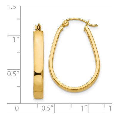 14K Yellow Gold Oval Tube Hoop Earrings – view 5
