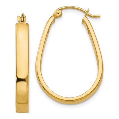 14K Yellow Gold 25mm Oval Tube Hoop Earrings