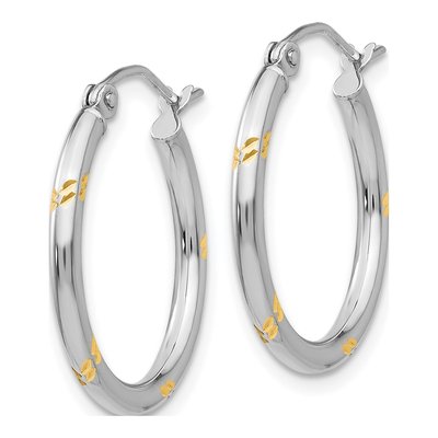 14K White Gold 19mm Diamond-Cut Hoop Earrings – view 3