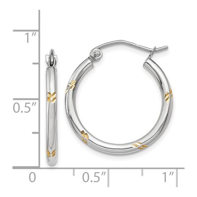 14K White Gold 19mm Diamond-Cut Hoop Earrings – view 5