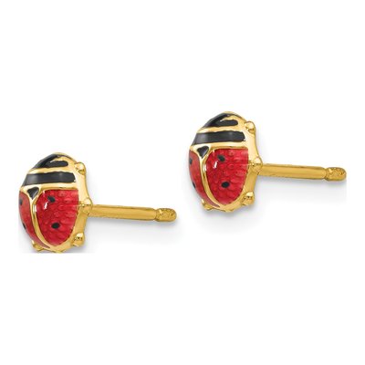 14K Yellow Gold Enamel Ladybug Stud Earrings – view 3