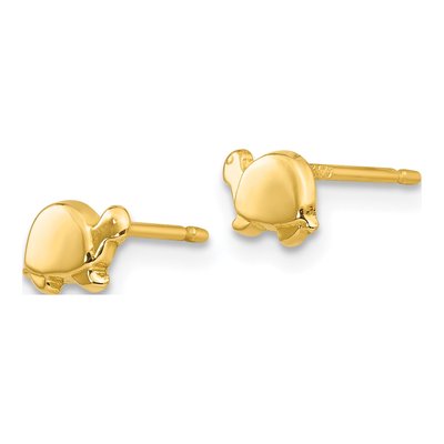 14K Yellow Gold Mini Turtle Stud Earrings – view 3