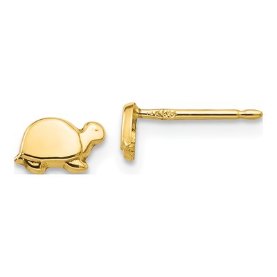 14K Yellow Gold Mini Turtle Stud Earrings