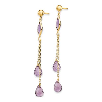 14K Yellow Gold Amethyst Dangle Earrings – view 3