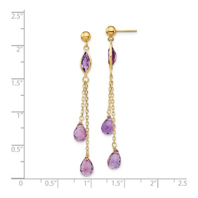 14K Yellow Gold Amethyst Dangle Earrings – view 5