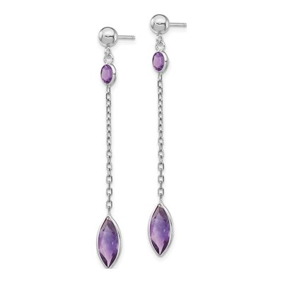 14K White Gold Amethyst Dangle Earrings – view 3