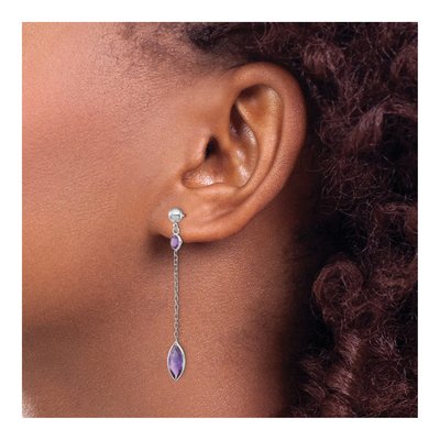 14K White Gold Amethyst Dangle Earrings – view 4