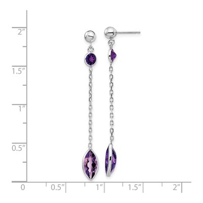 14K White Gold Amethyst Dangle Earrings – view 5