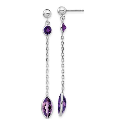 14K White Gold Amethyst Dangle Earrings