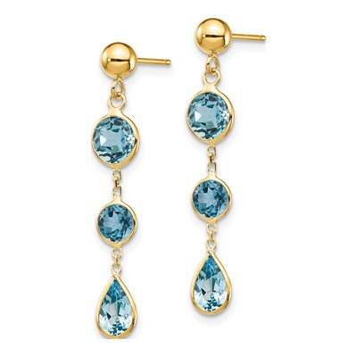 14K Yellow Gold Swiss Blue Topaz Dangle Earrings – view 3