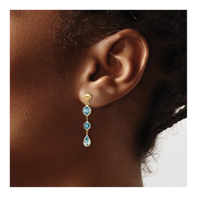 14K Yellow Gold Swiss Blue Topaz Dangle Earrings – view 4