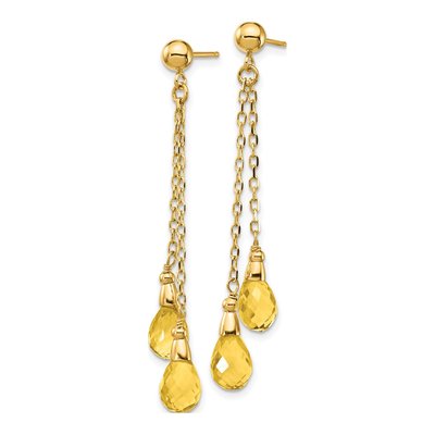 14K Yellow Gold Citrine Teardrop Dangle Earrings – view 3