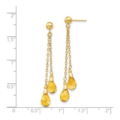 14K Yellow Gold Citrine Teardrop Dangle Earrings – view 5