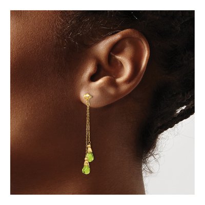 14K Yellow Gold Peridot Teardrop Dangle Earrings – view 4