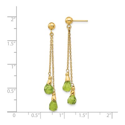 14K Yellow Gold Peridot Teardrop Dangle Earrings – view 5