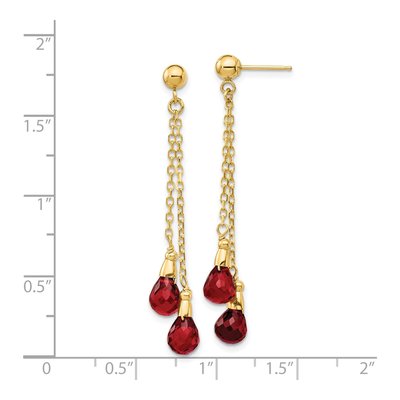 14K Yellow Gold Garnet Teardrop Dangle Earrings – view 4