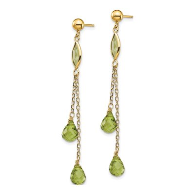 14K Yellow Gold Peridot Dangle Earrings – view 2