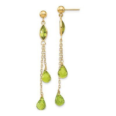 14K Yellow Gold Peridot Dangle Earrings